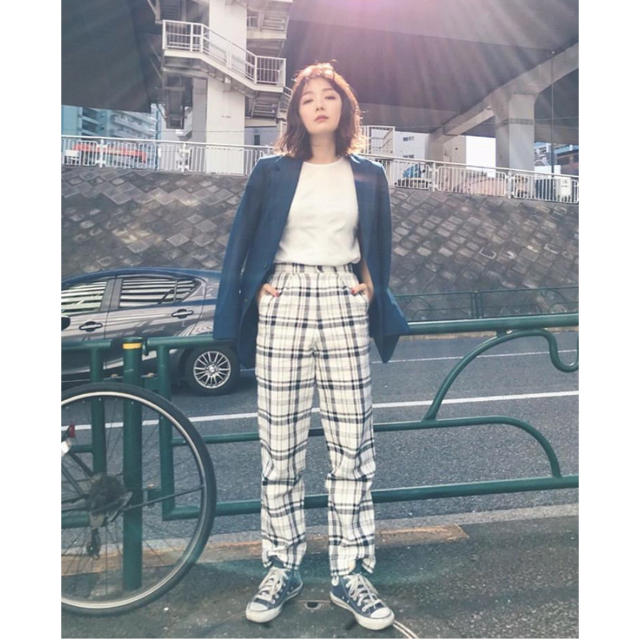 moussy(マウジー)の【moussy】CHECKERS PANTS BLACK レディースのパンツ(カジュアルパンツ)の商品写真