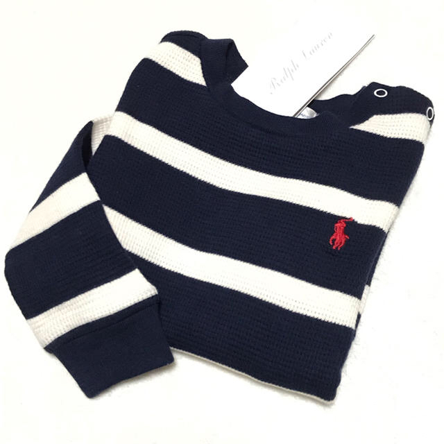 Ralph Lauren(ラルフローレン)の＊y.u.t様 専用＊新品✨N ワッフル ロングスリーブ プルオーバー  12M キッズ/ベビー/マタニティのベビー服(~85cm)(Ｔシャツ)の商品写真