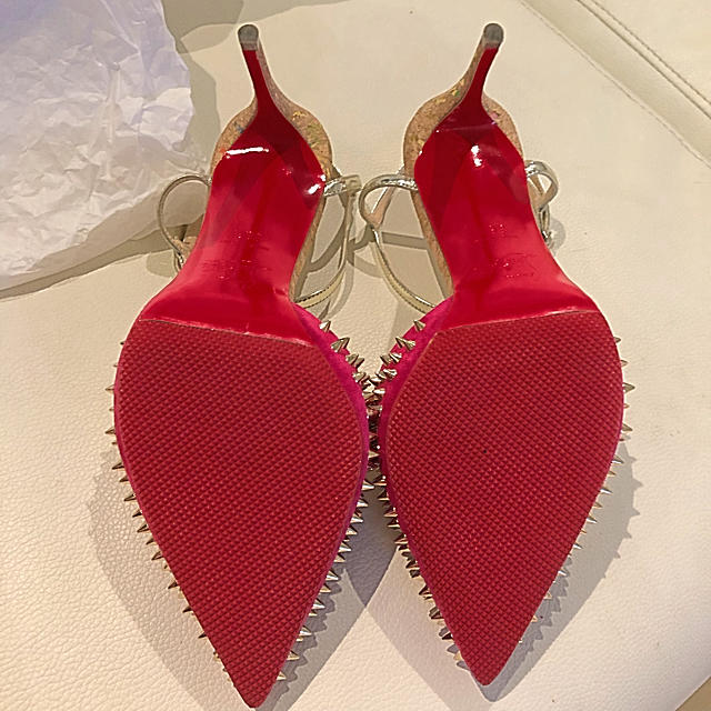 Christian Louboutin(クリスチャンルブタン)のクリスチャンルブタン ストラップ スパイクヒール ピンク 36.5 レディースの靴/シューズ(ハイヒール/パンプス)の商品写真