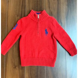 ラルフローレン(Ralph Lauren)のラルフローレン ジップアップ セーター ニット 90 赤(ニット)