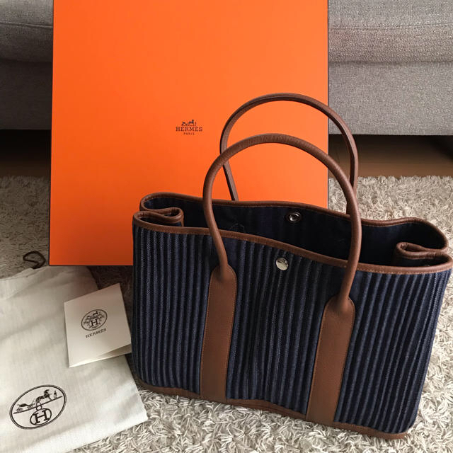 未使用品】 - Hermes HERMES デニム ガーデンパーティー トートバッグ
