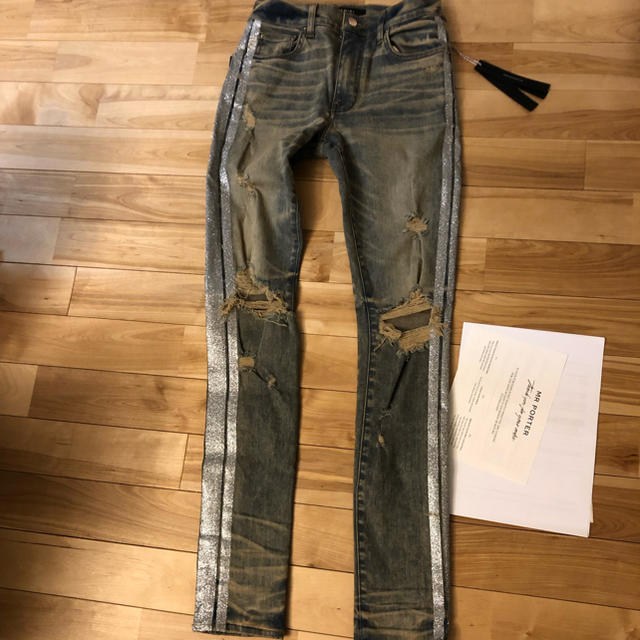 AMIRI アミリ サイドライン スキニーデニムパンツ 30 グリッターラメ