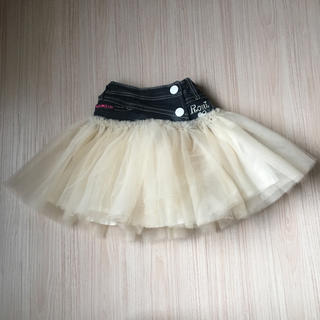 ロニィ(RONI)のRONI used M デニム&チュールスカート ホワイト 入学式(スカート)