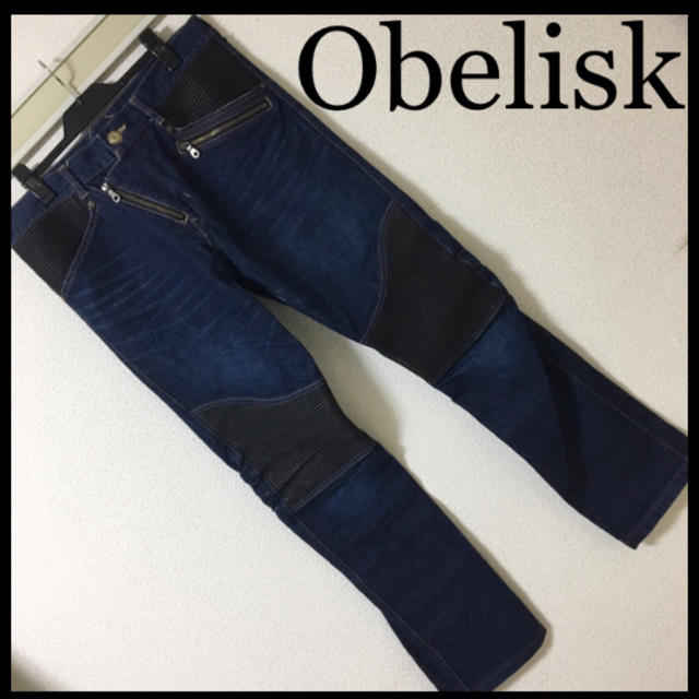 Obelisk(オベリスク)の専用◆Obelisk オベリスク◆ラムレザー バイカーデニムパンツ 蛇腹 34 メンズのパンツ(デニム/ジーンズ)の商品写真