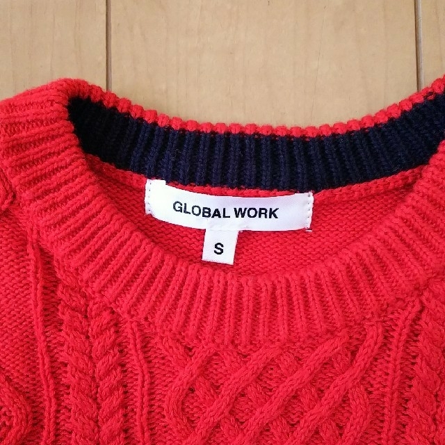 GLOBAL WORK(グローバルワーク)のGLOBALWORK洗えるケーブルニットSサイズ キッズ/ベビー/マタニティのキッズ服男の子用(90cm~)(ニット)の商品写真