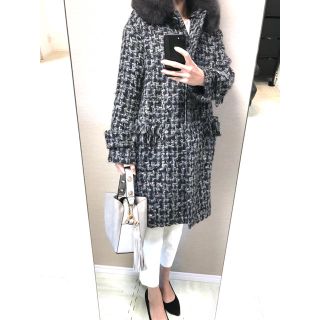 グレースコンチネンタル(GRACE CONTINENTAL)の【美品】定価11万♡ グレークラス♡ サイズ36♡ フォックスファー付きツイード(ロングコート)