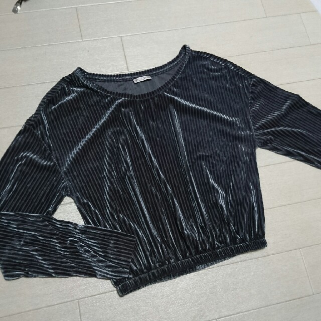 ZARA(ザラ)のZARA ザラ ベロアストライプトップス size S 美品 レディースのトップス(カットソー(長袖/七分))の商品写真