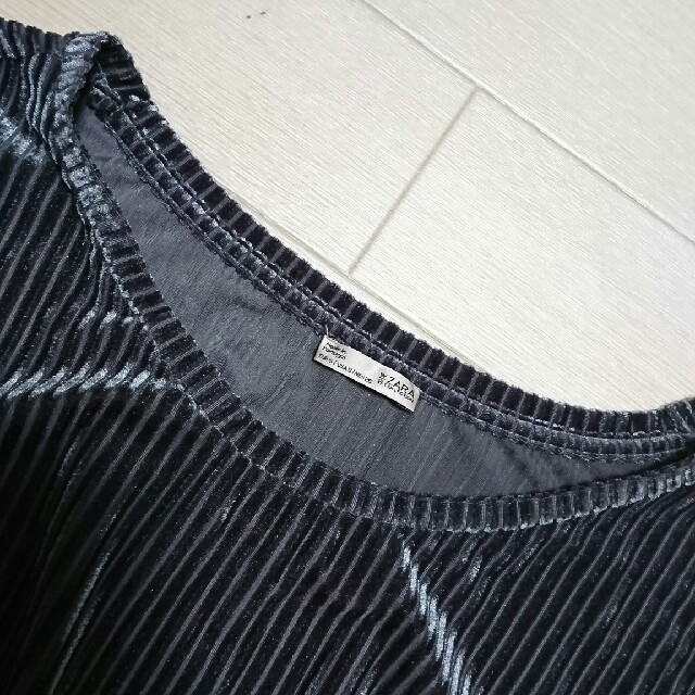 ZARA(ザラ)のZARA ザラ ベロアストライプトップス size S 美品 レディースのトップス(カットソー(長袖/七分))の商品写真