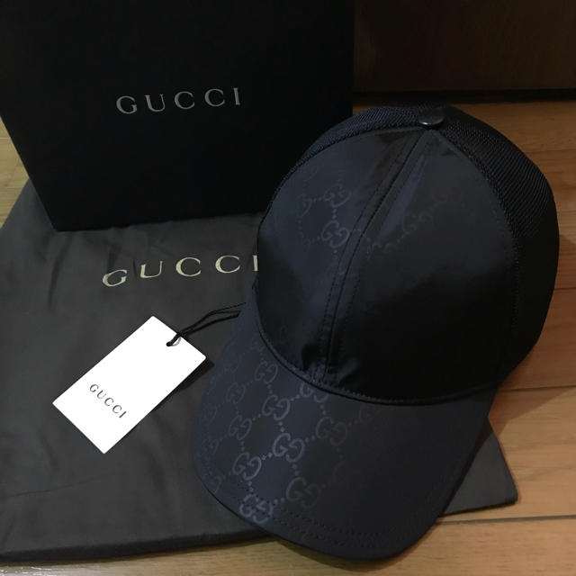 注目ブランド 新品 本物 GUCCI メッシュキャップ 黒 ブラック グッチ L