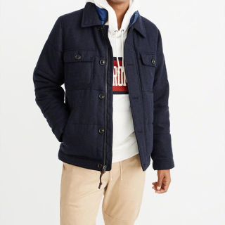 アバクロンビーアンドフィッチ(Abercrombie&Fitch)の【正規品】アバクロ A&F ウールブレンドジャケット ネイビー M(ダウンジャケット)