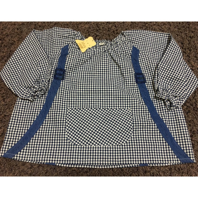 チェックのスモック バックを背負ってる風 キッズ/ベビー/マタニティのキッズ服男の子用(90cm~)(その他)の商品写真