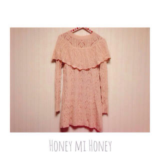 ハニーミーハニー(Honey mi Honey)のfrill knit onepiece(ミニワンピース)