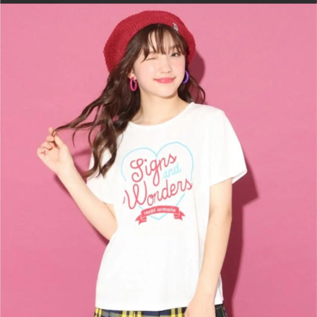 repipi armario(レピピアルマリオ)のrepipi armario バッククロスハートプリントＴシャツ L新品未使用 レディースのトップス(Tシャツ(半袖/袖なし))の商品写真