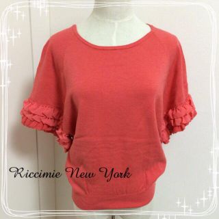 リッチミーニューヨーク(Riccimie New York)の【美品】シフォンフリル袖のプルオーバー(カットソー(半袖/袖なし))