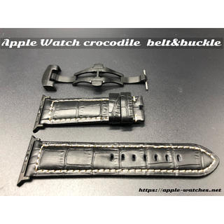 アップルウォッチ(Apple Watch)の極厚★アップルウォッチ全シリーズ装着可★パネライブラックベルト&ブラックバックル(レザーベルト)