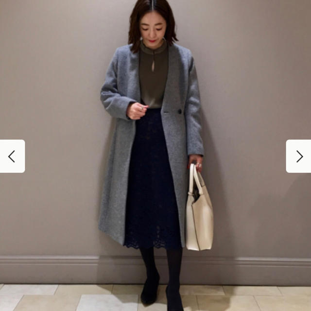 Demi-Luxe BEAMSノーカラー Vネックコート ノーカラーコート今期品