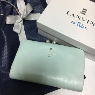 ランバンオンブルー(LANVIN en Bleu)のランバンオンブルー がま口 二つ折り財布 ミント LANVIN on Blue(財布)