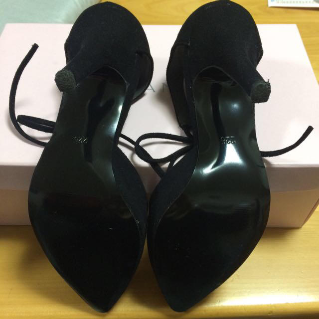ノーブランド✩⃛黒アンクルリボンパンプス レディースの靴/シューズ(ハイヒール/パンプス)の商品写真