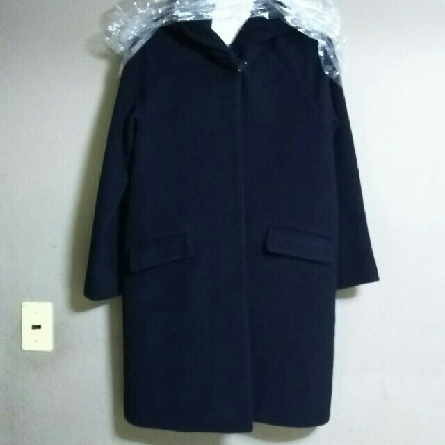 IENA(イエナ)のIENA アンゴラビーバーフーデッドコート 黒 レディースのジャケット/アウター(ロングコート)の商品写真