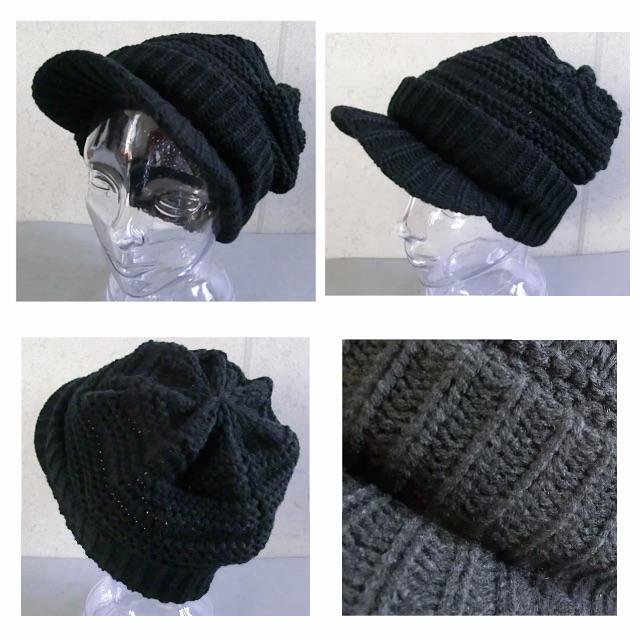 送料込 新品 つば付 折り返し ニット キャスケット ニット帽 暖か 秋 冬 B メンズの帽子(キャスケット)の商品写真