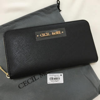 セシルマクビー(CECIL McBEE)の新品 セシルマクビー ラウンドファスナー 長財布 ブラック 黒(財布)