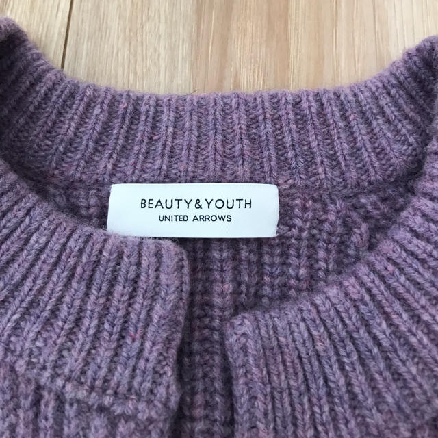 BEAUTY&YOUTH UNITED ARROWS(ビューティアンドユースユナイテッドアローズ)のB&Y ウール畦ノーボタンカーディガン 今季 レディースのトップス(カーディガン)の商品写真