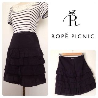 ロペピクニック(Rope' Picnic)のブラック♡ティアードスカート(ミニスカート)