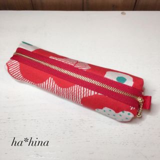 花柄 ペンケース◡̈♥︎red(ペンケース/筆箱)