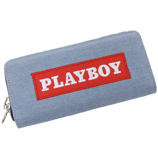 PLAYBOY(プレイボーイ)のPLAYBOY プレイボーイ 長財布 CRワッペン柄★デニムサックス【新品】 メンズのファッション小物(長財布)の商品写真