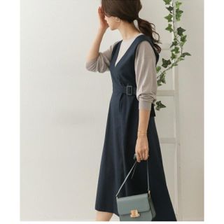 アーバンリサーチドアーズ(URBAN RESEARCH DOORS)の【リリー様専用】ウエストベルト付ジャンパースカート *NAVY (ロングワンピース/マキシワンピース)