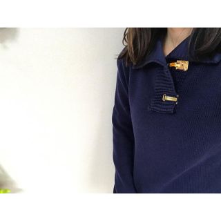 ラルフローレン(Ralph Lauren)のvintage Ralph lauren ネイビー 襟付き コットン セーター(ニット/セーター)