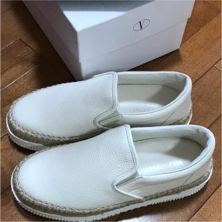 VALENTINO ヴァレンチノ ラバーロゴ エスパドリーユ スリッポン シューズ ホワイト LA V B73