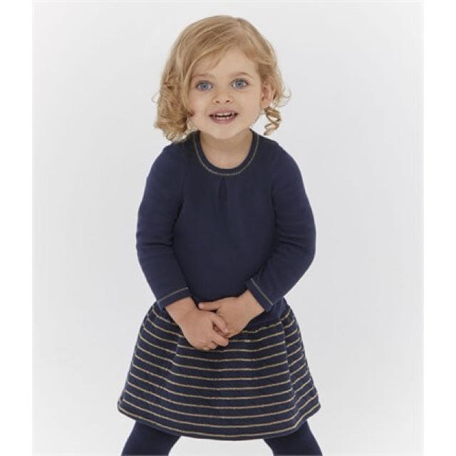 PETIT BATEAU(プチバトー)のSALE☆36m プチバトー マリニエールコンビワンピース キッズ/ベビー/マタニティのキッズ服女の子用(90cm~)(ワンピース)の商品写真