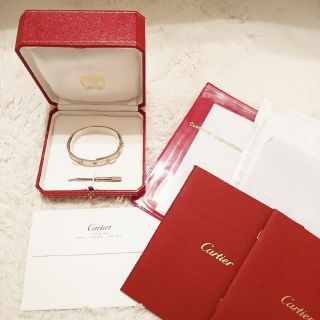 カルティエ(Cartier)の【中古】確実正規品カルティエCartierラブブレスハーフダイヤK18WG#17(ブレスレット/バングル)