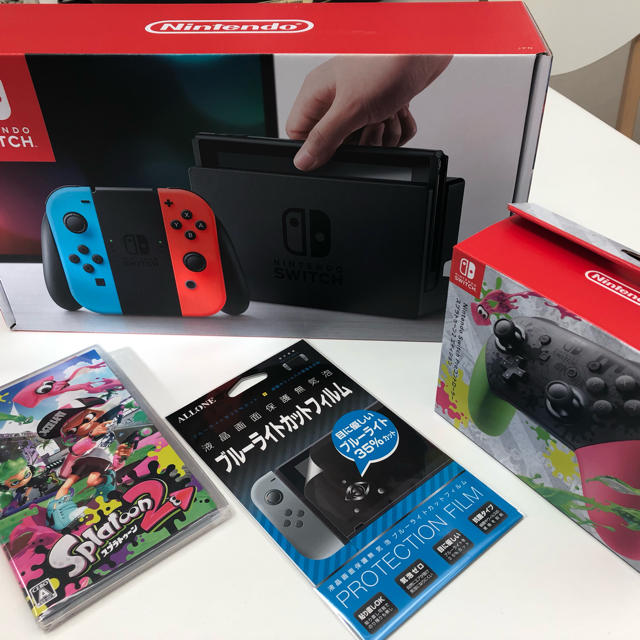 任天堂スイッチ本体、スプラトゥーン2ソフト、プロコンセット。新品未使用