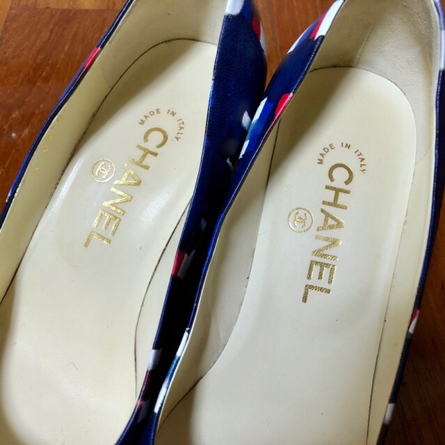 CHANEL シャネルのロゴパンプス 38 ヒールパール 水彩 美品 | tspea.org