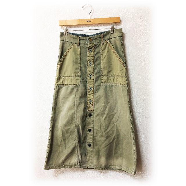 CUBE SUGAR(キューブシュガー)のキューブシュガー ロングスカート ボタン ヴィンテージ加工 雰囲気抜群 最安値　 レディースのスカート(ロングスカート)の商品写真