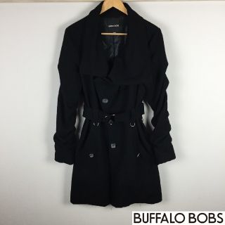 バッファローボブス(BUFFALO BOBS)の美品 バッファローボブズ メルトンピーコート 切りっぱなし加工 ブラック(ピーコート)