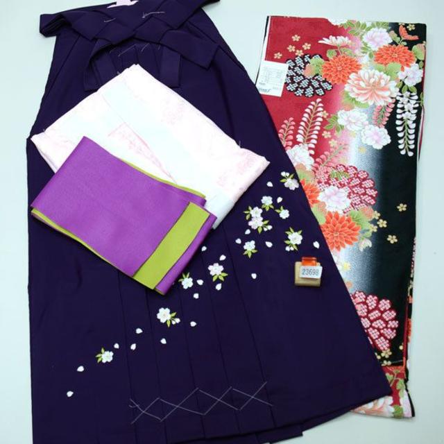 人気色 ジュニア用 袴セット 着物 袴色選択 135~143cm 新品 23698-02 ...