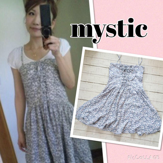 mystic(ミスティック)のmystic♡花柄編み上げワンピース レディースのワンピース(ひざ丈ワンピース)の商品写真