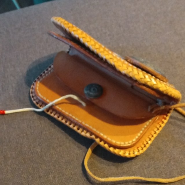 オルテガ　ネイティブ柄　本革　ウォレット　ラッキージョン ハンドメイドのファッション小物(財布)の商品写真