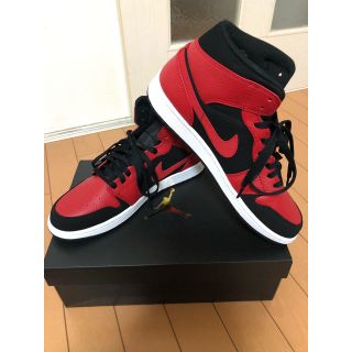 ナイキ(NIKE)のNIKE AIR JORDAN 1 MID ブラック ジムレッド(スニーカー)