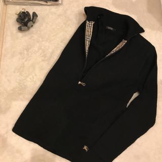 バーバリーブラックレーベル(BURBERRY BLACK LABEL)の正規品 バーバリー ニット カーディガン チェック ダウン ロゴ ワンポイント(カーディガン)