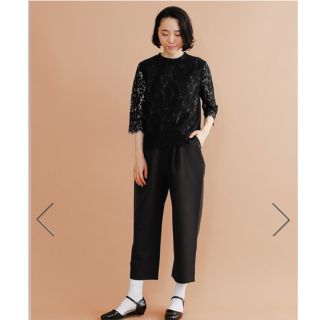 メルロー(merlot)の新品merlot plusレーシーブラウス×パンツ セットアップ 黒(ロングドレス)