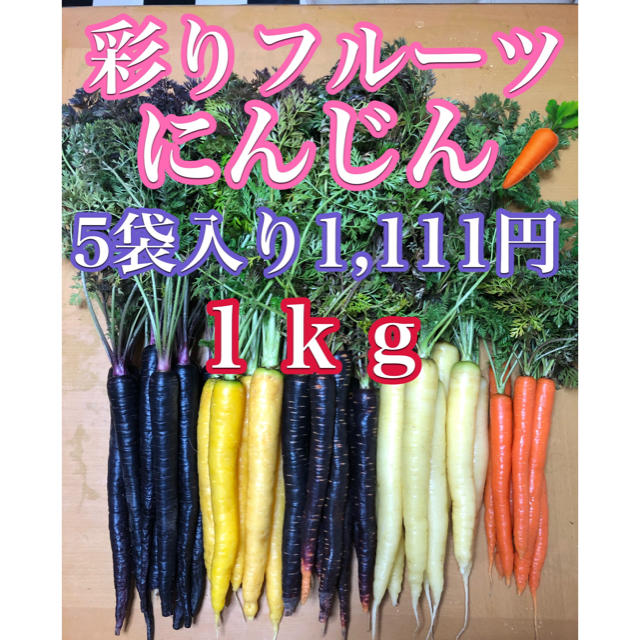 彩りフルーツにんじん１ｋｇ5袋入り。無農薬野菜 食品/飲料/酒の食品(野菜)の商品写真