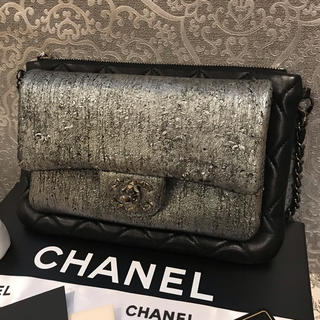 シャネル(CHANEL)の正規品 極美品！シャネル ミニバッグ シルバー×ブラック(ハンドバッグ)