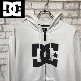 ディーシーシューズ(DC SHOES)の【希少】90s DC SHOES デカロゴプリントパーカー ホワイト(パーカー)