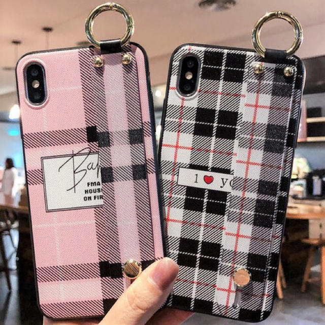 アイフォンケース☆ベルト付き☆2カラー☆チェック柄☆iPhone7.8.Xの通販 by shima♡'s shop｜ラクマ