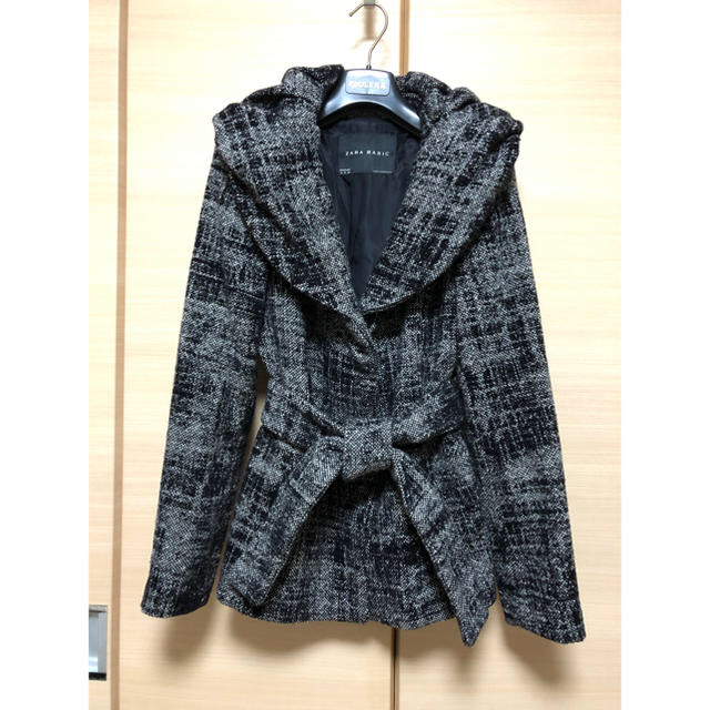 ZARA(ザラ)の【極美品】ZARA BASIC ベルト付きツイード ジャケット コート レディースのジャケット/アウター(ノーカラージャケット)の商品写真