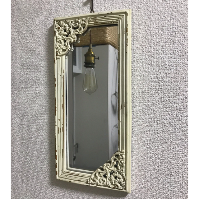 壁掛け鏡 ホワイト インテリア/住まい/日用品のインテリア小物(壁掛けミラー)の商品写真